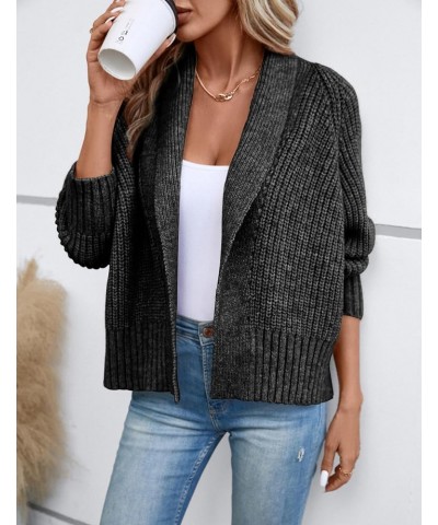 Women's Cardigan Sweaters Fall Winter Open Front Batwing Long Sleeve Shawl Neck Chunky Knit Loose Outwear Coats Black $15.75 ...