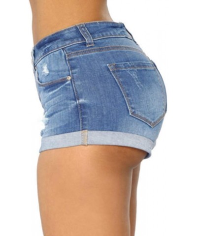 Women's Oversize Distressed Jeans Hot Pants Denim Cut-Offs Ripped Cuffed Daisy Dukes Jeans Shorts B-folded Light Blue $12.25 ...