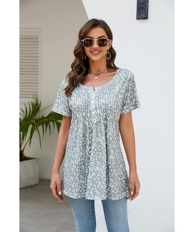 St. Jubileens Women's Plus Size Tunic Tops Roll-Up 3/4 Sleeve Shirts Floral Printed Loose Casual Blouses Top Floral Printed-g...