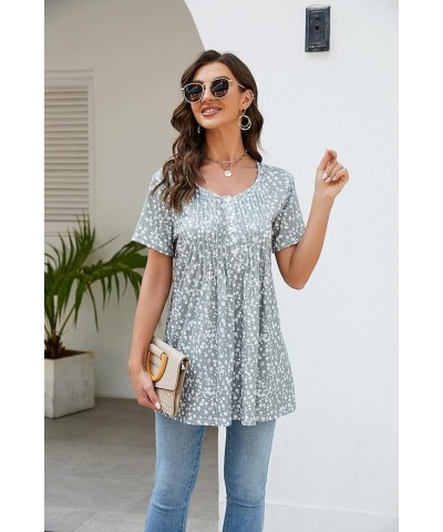 St. Jubileens Women's Plus Size Tunic Tops Roll-Up 3/4 Sleeve Shirts Floral Printed Loose Casual Blouses Top Floral Printed-g...