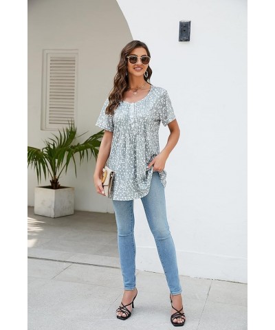 St. Jubileens Women's Plus Size Tunic Tops Roll-Up 3/4 Sleeve Shirts Floral Printed Loose Casual Blouses Top Floral Printed-g...