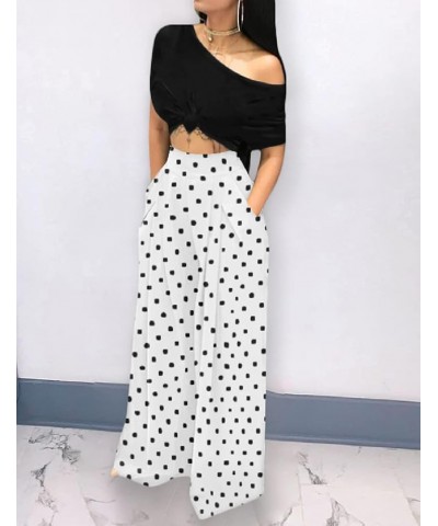 Wide Leg Pants for Women, Palazzo Pants for Women High Waist, Business Casual Pants for Women, Womens Lounge Pants Polka Dot ...