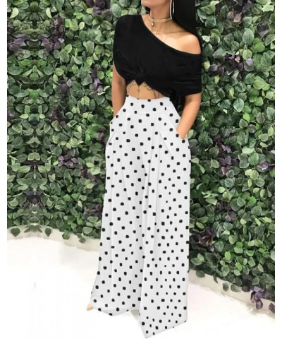 Wide Leg Pants for Women, Palazzo Pants for Women High Waist, Business Casual Pants for Women, Womens Lounge Pants Polka Dot ...