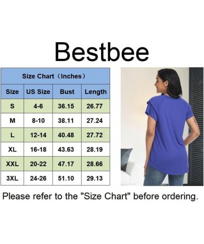 Women's Petal Sleeve Tops V Neck Short Sleeve Shirts Cute Summer Casual T-Shirts Loose Fit Blouses Ruffle Sleeve/Beige Daisy-...