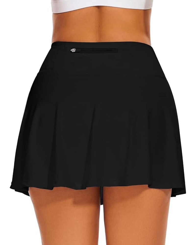 Women's Athletic Tennis Skorts Skirts for Women Running Golf Skort with Pockets B01-black $15.19 Activewear