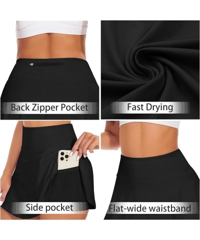 Women's Athletic Tennis Skorts Skirts for Women Running Golf Skort with Pockets B01-black $15.19 Activewear