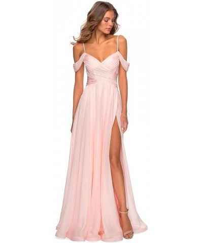 Cold Shoulder Chiffon Bridesmaid Dresses for Wedding with Pockets V Neck Long Prom Dress Formal Evening Gown Dusty Rose $24.2...