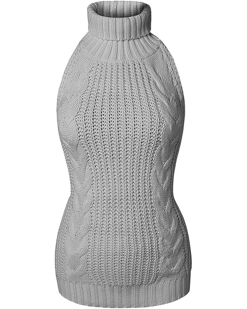 Japan Style Women's Turtleneck Pullover Deep V-Neck Sleeveless Knitted Hi Low Anime Sweater Vest Top Type 1 Grey $12.00 Sweaters