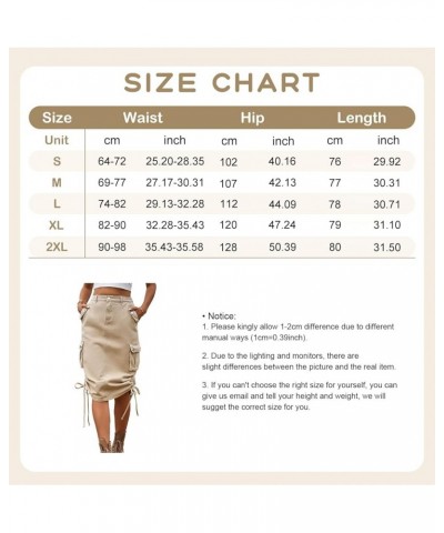 Women's Elastic High Waist Cargo Jean Skirt Casual Drawstring Hippie Mid Denim Skirt Lightgrey $16.64 Skirts