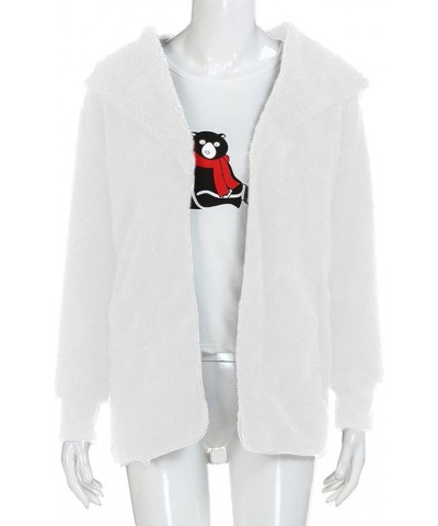 Women's Winter Coats Warm Coat Jacket Outwear Cardigan Coat Double Sided Velvet Hooded Coat, S-3XL White $9.41 Jackets