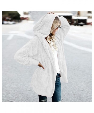 Women's Winter Coats Warm Coat Jacket Outwear Cardigan Coat Double Sided Velvet Hooded Coat, S-3XL White $9.41 Jackets