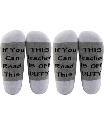 Teacher Appreciation Gifts Teacher Socks If You Can Read This Teacher Is Off Duty Socks End Of School Gift 2 Pairs/Set - Ankl...