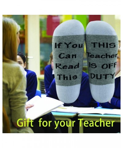 Teacher Appreciation Gifts Teacher Socks If You Can Read This Teacher Is Off Duty Socks End Of School Gift 2 Pairs/Set - Ankl...