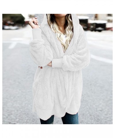 Women's Winter Coats Warm Coat Jacket Outwear Cardigan Coat Double Sided Velvet Hooded Coat, S-3XL White $9.41 Jackets