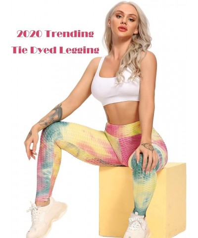 Women High Waisted Workout Yoga Pants Butt Lifting Scrunch Booty Leggings Tummy Control Anti Cellulite Textured Tights 1 Tie-...