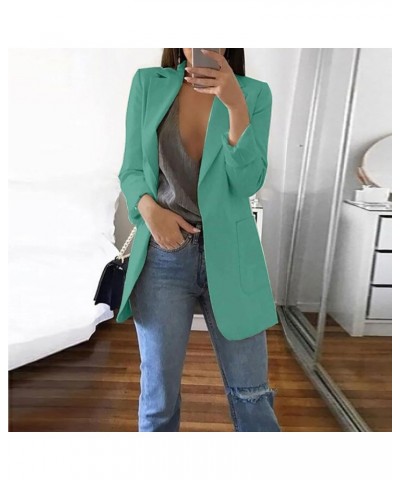 Solid Color Blazers for Women Fashion Casual Open Front Notch Lapel Blazer Women Office Clothes Job Interview Outfits Green $...