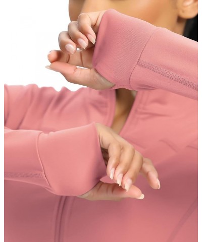 Women's Lightweight Zip Up Workout Jackets Yoga Cropped Running Gym Track Athletic Jacket with Thumb Holes Hazy Rose $18.89 J...