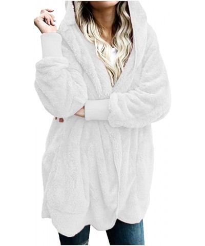 Women's Winter Coats Warm Coat Jacket Outwear Cardigan Coat Double Sided Velvet Hooded Coat, S-3XL White $9.41 Jackets