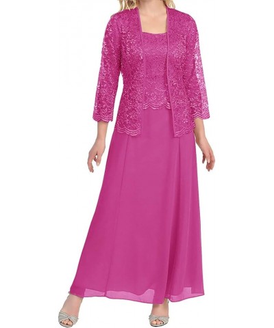 Mother of The Bride Dresses with Jacket Long Formal Prom Dress Chiffon 2 Pieces Mother of The Groom Dresses Fuchsia $39.69 Dr...