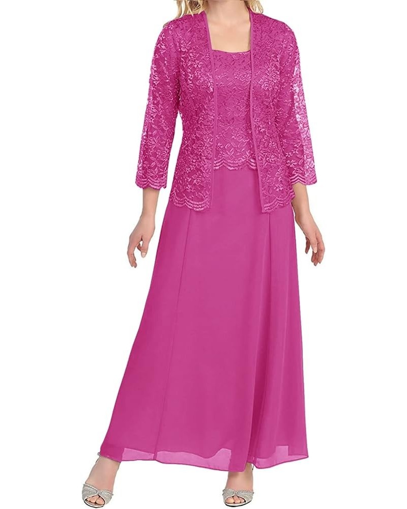 Mother of The Bride Dresses with Jacket Long Formal Prom Dress Chiffon 2 Pieces Mother of The Groom Dresses Fuchsia $39.69 Dr...