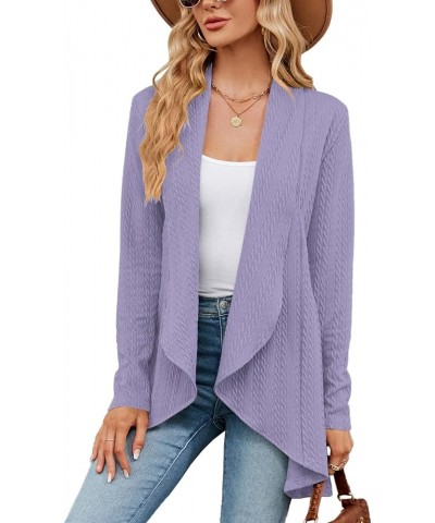 Cardigan for Women Long Sleeve Sweaters Casual Lightweight Knit Open Front Fall Fashion Outfits Purple $18.23 Sweaters