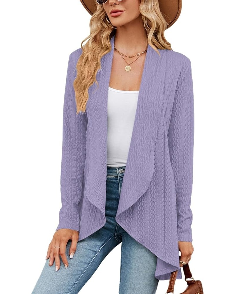 Cardigan for Women Long Sleeve Sweaters Casual Lightweight Knit Open Front Fall Fashion Outfits Purple $18.23 Sweaters