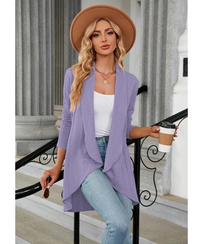 Cardigan for Women Long Sleeve Sweaters Casual Lightweight Knit Open Front Fall Fashion Outfits Purple $18.23 Sweaters