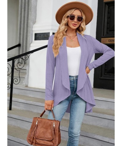 Cardigan for Women Long Sleeve Sweaters Casual Lightweight Knit Open Front Fall Fashion Outfits Purple $18.23 Sweaters