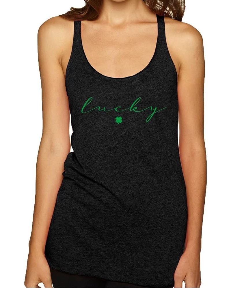 Magically Delicious Funny Irish Clover Drinking St. Patrick's Day Tri-Blend Racerback Tank Top Vintage Black/ Green Shamrock ...