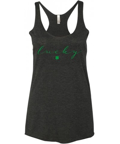 Magically Delicious Funny Irish Clover Drinking St. Patrick's Day Tri-Blend Racerback Tank Top Vintage Black/ Green Shamrock ...