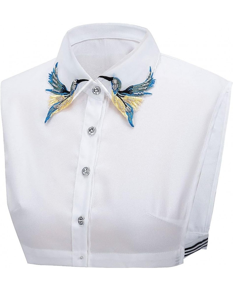 Floral Fake Collar Fake Collar Shirt Dickey Half Blouse Embroidery Style Decorative Collar for Women C-white $10.06 Blouses