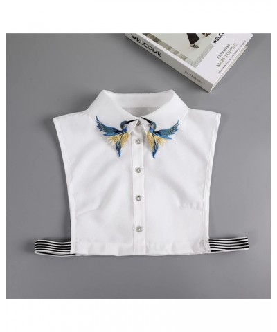 Floral Fake Collar Fake Collar Shirt Dickey Half Blouse Embroidery Style Decorative Collar for Women C-white $10.06 Blouses