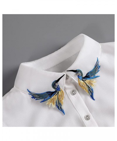 Floral Fake Collar Fake Collar Shirt Dickey Half Blouse Embroidery Style Decorative Collar for Women C-white $10.06 Blouses