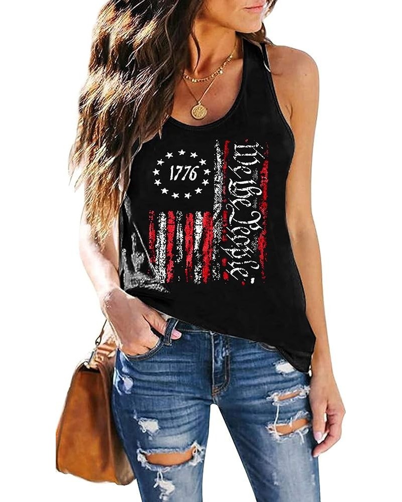 American Flag Tank Top Women 4th of July Tanks Tops for Womens USA Flag Patriotic Shirts Vest Racerback Sleeveless Tee B1-bla...