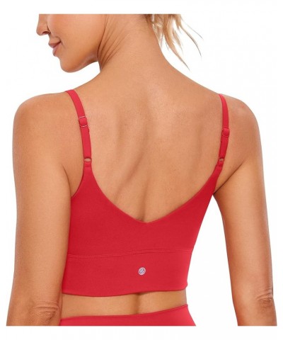 Adjustable Longline Sports Bra for Women - V Back Wireless Workout Padded Yoga Bra Cropped Tank Tops Camisole Crimson $15.84 ...