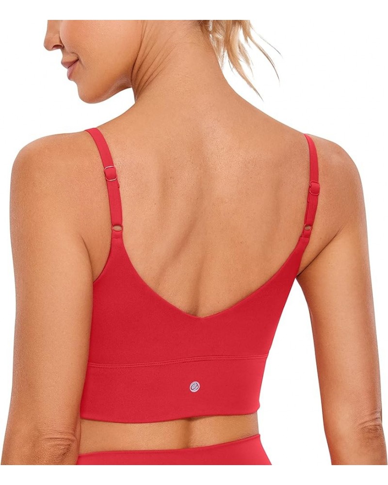 Adjustable Longline Sports Bra for Women - V Back Wireless Workout Padded Yoga Bra Cropped Tank Tops Camisole Crimson $15.84 ...