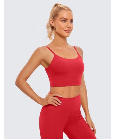 Adjustable Longline Sports Bra for Women - V Back Wireless Workout Padded Yoga Bra Cropped Tank Tops Camisole Crimson $15.84 ...