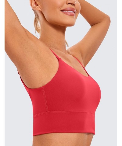 Adjustable Longline Sports Bra for Women - V Back Wireless Workout Padded Yoga Bra Cropped Tank Tops Camisole Crimson $15.84 ...