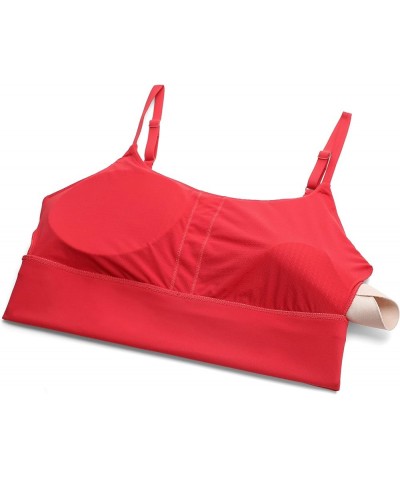 Adjustable Longline Sports Bra for Women - V Back Wireless Workout Padded Yoga Bra Cropped Tank Tops Camisole Crimson $15.84 ...