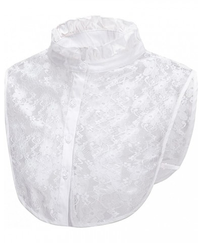 Student's Sweet Pleated Ruffled Lace Half Shirt False Collar Choker Tie White $5.93 Blouses