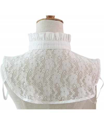 Student's Sweet Pleated Ruffled Lace Half Shirt False Collar Choker Tie White $5.93 Blouses