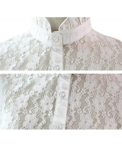 Student's Sweet Pleated Ruffled Lace Half Shirt False Collar Choker Tie White $5.93 Blouses