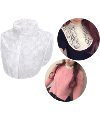 Student's Sweet Pleated Ruffled Lace Half Shirt False Collar Choker Tie White $5.93 Blouses