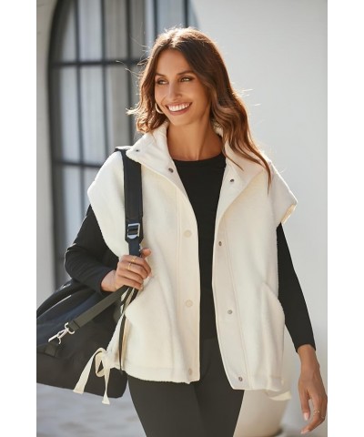 Women's Oversized Fleece Vest Trendy Sleeveless Sherpa Jacket Warm Fuzzy Outerwear with Pockets Beige $14.40 Vests