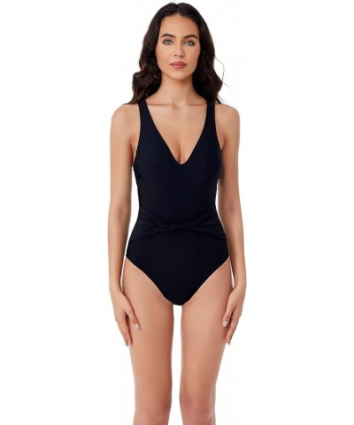 Tori Twist - Women's One Piece Swimsuit with Plunge Neckline and Twist-Front, Bathing Suits for Women Black $23.65 Swimsuits