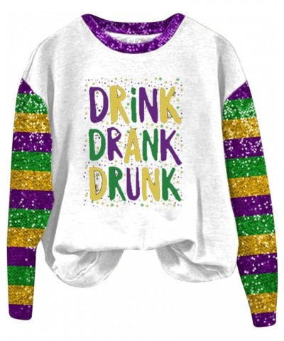 Mardi Gras Shirt Womens Carnival Themed Outfit Long Sleeve Crewneck Tunic Tops New Orleans Party Parade Fancy Tops F-green $8...