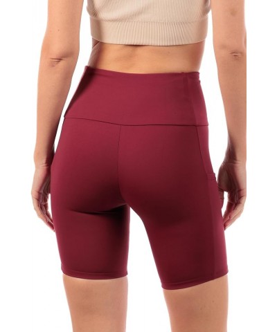 OFENTI High Waisted Yoga Shorts with Pockets Super Soft Biker Shorts for Workout Gym Running Shorts 8" Burgundy $14.15 Active...