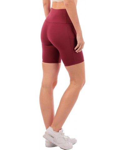 OFENTI High Waisted Yoga Shorts with Pockets Super Soft Biker Shorts for Workout Gym Running Shorts 8" Burgundy $14.15 Active...