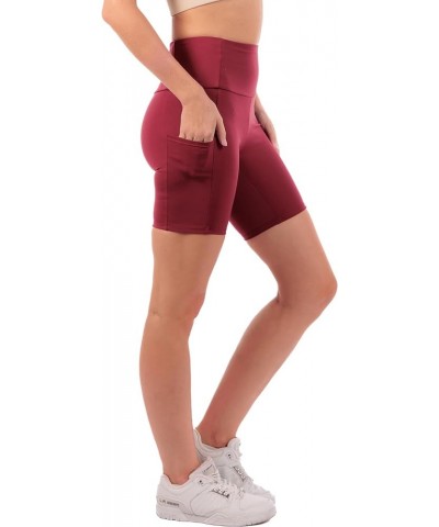 OFENTI High Waisted Yoga Shorts with Pockets Super Soft Biker Shorts for Workout Gym Running Shorts 8" Burgundy $14.15 Active...