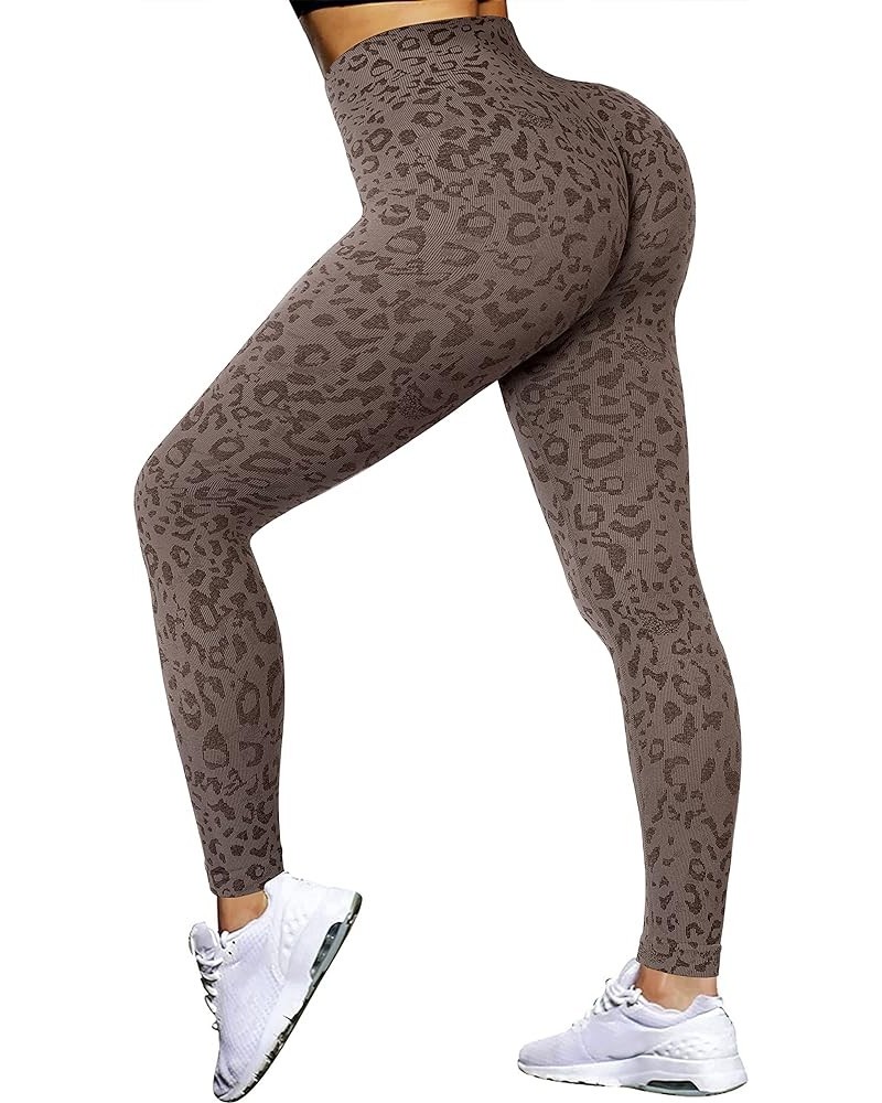 Women Scrunch Butt Lifting Leggings Seamless High Waisted Workout Yoga Pants 814-brown Leopard $9.32 Activewear